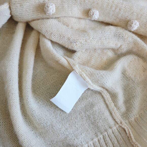 Tory Burch Wool Alpaca Cardigan With Embroidered Florals, Beige Cream, Size XS - Picture 12 of 12